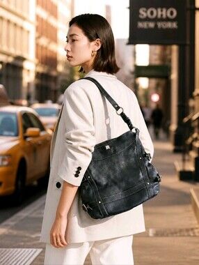 Danier Classic Black Leather Hobo Bag - Timeless Carryall
